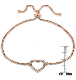 Sterling Silver Cubic Zirconia Open Heart Adjustable Bracelet rose-gold-flashed-silver $10.80 Bracelets