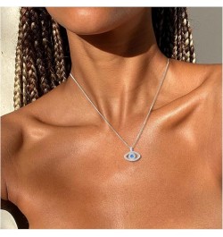 Evil Eye Necklace Cute Dainty Set Zirconia Colored Evil Eye Handmade Everyday Necklace for Women Minimalist Jewelry A(Silver ...