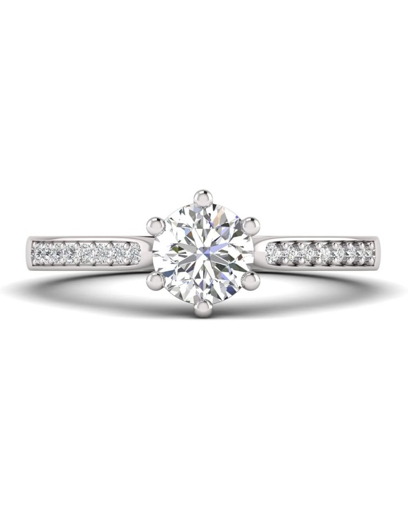 1.00 Carat TW Women's Moissanite Solitaire Engagement Ring in 18k white Gold Plated Over Silver (VVS1 Clarity, F-G Color) whi...