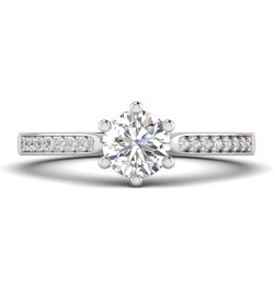 1.00 Carat TW Women's Moissanite Solitaire Engagement Ring in 18k white Gold Plated Over Silver (VVS1 Clarity, F-G Color) whi...