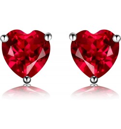 925 Sterling Silver 18k White Gold Plated 3.0ct Heart Ruby Sapphire Emarald Stud Earrings Red $12.90 Earrings