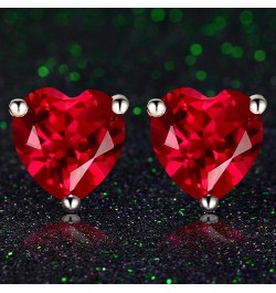 925 Sterling Silver 18k White Gold Plated 3.0ct Heart Ruby Sapphire Emarald Stud Earrings Red $12.90 Earrings