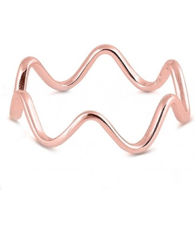 925 Sterling Silver High Polished Wraparound Wavy Line Ring Rose Gold-Tone $11.79 Rings