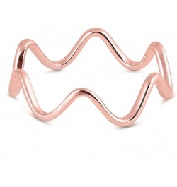 925 Sterling Silver High Polished Wraparound Wavy Line Ring Rose Gold-Tone $11.79 Rings