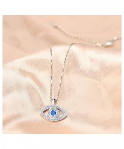 Evil Eye Necklace Cute Dainty Set Zirconia Colored Evil Eye Handmade Everyday Necklace for Women Minimalist Jewelry A(Silver ...