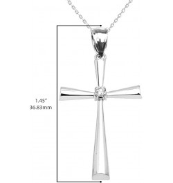 .925 Sterling Silver Diamond Accented 1-1/2" Solitaire Flared Cross Pendant Necklace (K-M Color, ??? Clarity)- Choice of Chai...