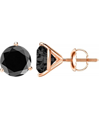 1/2-10 Carat Total Weight Black Diamond Stud Earrings 3 Prong Screw Back Rose Gold 0.75 carats $113.76 Earrings