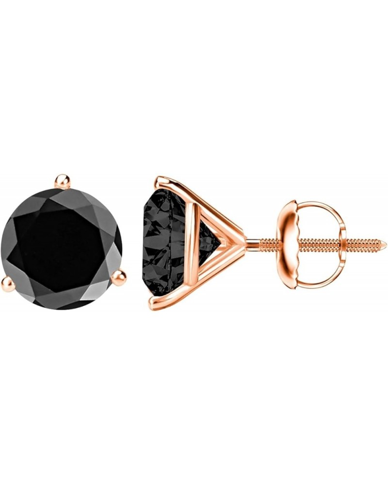 1/2-10 Carat Total Weight Black Diamond Stud Earrings 3 Prong Screw Back Rose Gold 0.75 carats $113.76 Earrings