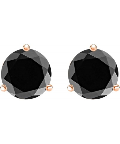 1/2-10 Carat Total Weight Black Diamond Stud Earrings 3 Prong Screw Back Rose Gold 0.75 carats $113.76 Earrings