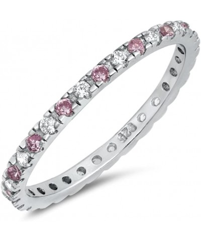 CHOOSE YOUR COLOR Sterling Silver Eternity Ring Pink White $13.43 Rings