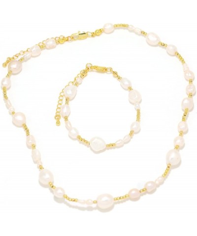 Handmade Freshwater Pearl 18K Gold Plated Brass Beaded Necklace - Holiday, Party, Summer Beach Choker Accessories Set $15.40 ...