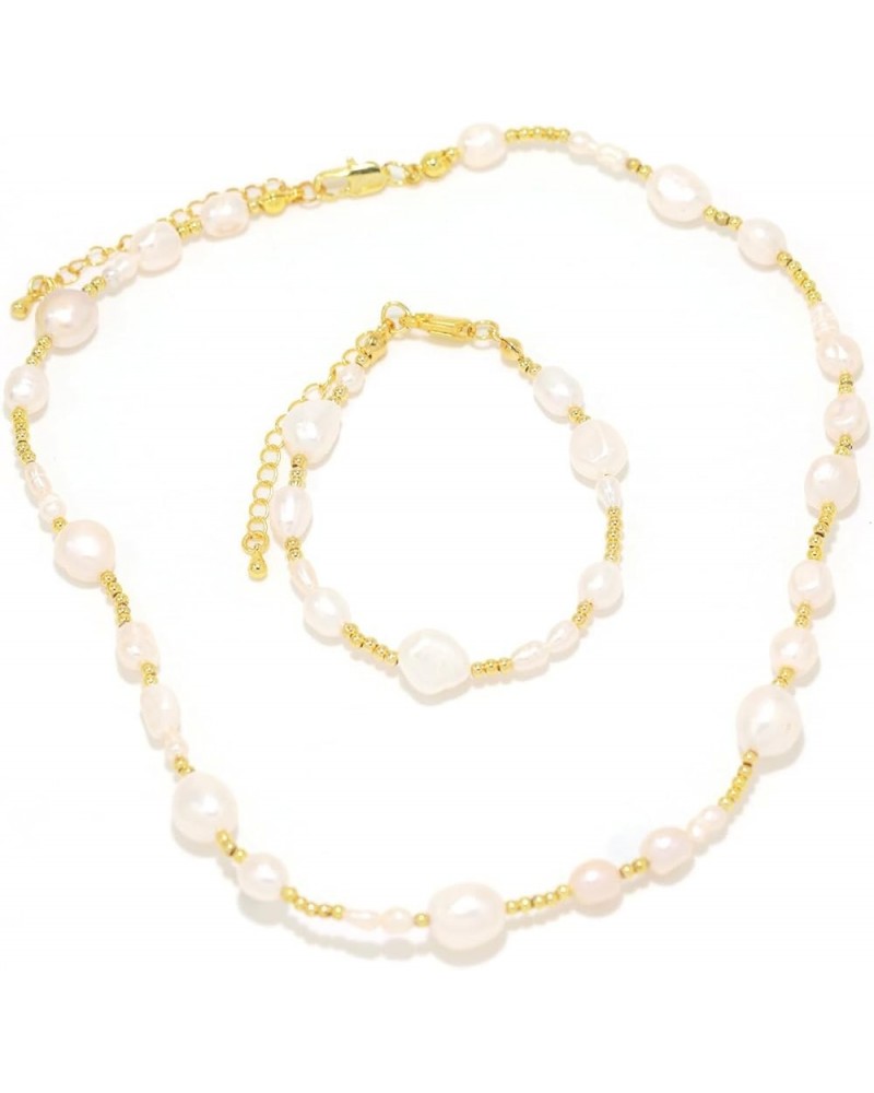 Handmade Freshwater Pearl 18K Gold Plated Brass Beaded Necklace - Holiday, Party, Summer Beach Choker Accessories Set $15.40 ...