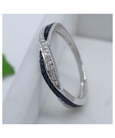 Round Blue Sapphire & White Diamond Crisscross Engagement Ring for Women in 10K Solid Gold 5 Solid White Gold $143.51 Rings