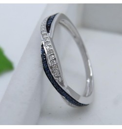 Round Blue Sapphire & White Diamond Crisscross Engagement Ring for Women in 10K Solid Gold 5 Solid White Gold $143.51 Rings