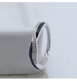 Round Blue Sapphire & White Diamond Crisscross Engagement Ring for Women in 10K Solid Gold 5 Solid White Gold $143.51 Rings