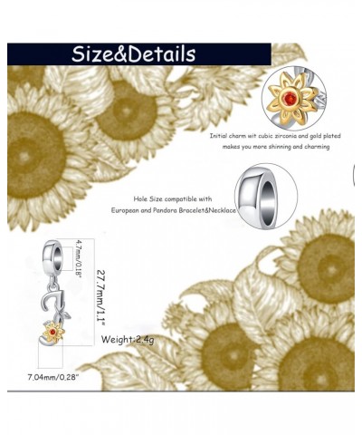 Initial A to Z Sunflower Charm You are My Sunshine Letter Pendant Bead for Pandora Bracelet Necklace J $8.84 Bracelets