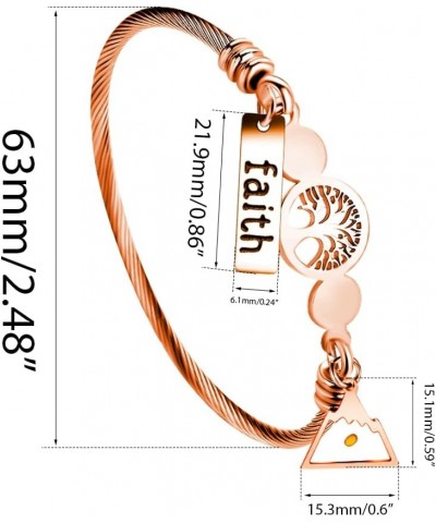 Rose Gold Plated Tree Of Life Bangle Cuffs Faith Mustard Seed Pendant Charms Open Bracelet for Women Y1028 Rose Gold Cable-Tr...