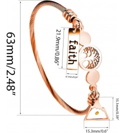 Rose Gold Plated Tree Of Life Bangle Cuffs Faith Mustard Seed Pendant Charms Open Bracelet for Women Y1028 Rose Gold Cable-Tr...