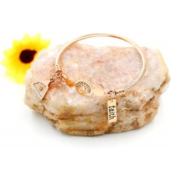 Rose Gold Plated Tree Of Life Bangle Cuffs Faith Mustard Seed Pendant Charms Open Bracelet for Women Y1028 Rose Gold Cable-Tr...