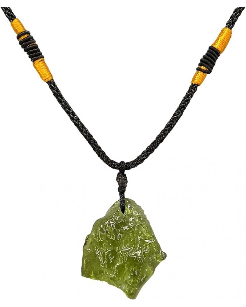 Moldavite Crystal Necklace for Men Women, Handmade Irregular Stone Pendant Crystal Energy Stone Weitht 12-15g $19.97 Necklaces