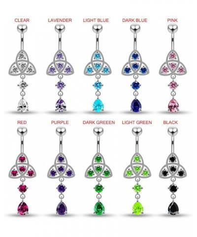 CZ Gemstone Celtic Design with Round and Teardrop Dangling 925 Sterling Silver Belly Ring Body Jewelry Light Blue $12.52 Body...