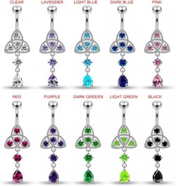 CZ Gemstone Celtic Design with Round and Teardrop Dangling 925 Sterling Silver Belly Ring Body Jewelry Light Blue $12.52 Body...