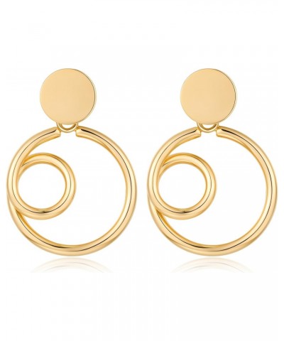 Gold Statement Dangle Earrings for Women Geometric Twisted Circle Dangle Drop Earrings Trendy Jewelry Gifts $10.63 Earrings