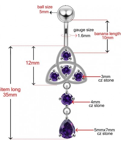 CZ Gemstone Celtic Design with Round and Teardrop Dangling 925 Sterling Silver Belly Ring Body Jewelry Light Blue $12.52 Body...