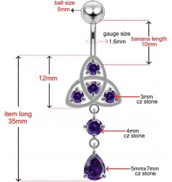 CZ Gemstone Celtic Design with Round and Teardrop Dangling 925 Sterling Silver Belly Ring Body Jewelry Light Blue $12.52 Body...