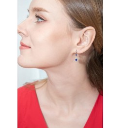 Sterling Silver Genuine, Created or Simulated Gemstone Fashion Teardrop Dangle Earrings for Women Girls Created Blue Sapphire...