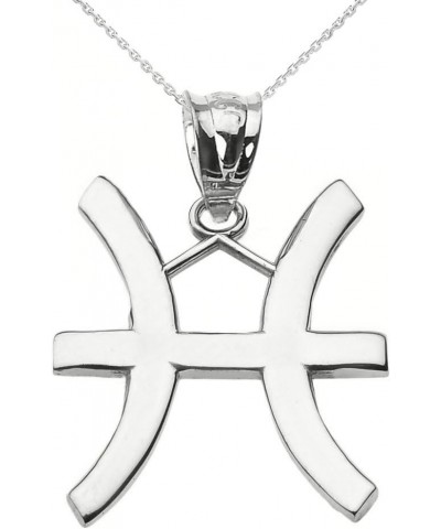 .925 Sterling Silver Zodiac Astrological Sign Charm Personalized Pendant Necklace - Choice of Symbol & Chain Length 22" Pisce...