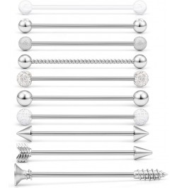 Industrial Bar Earring 14 Gauge 10PCS Matte Gilitter Braided Ball Arrow Screw Crystal CZ Clear Ball Industrial Barbell Cartil...