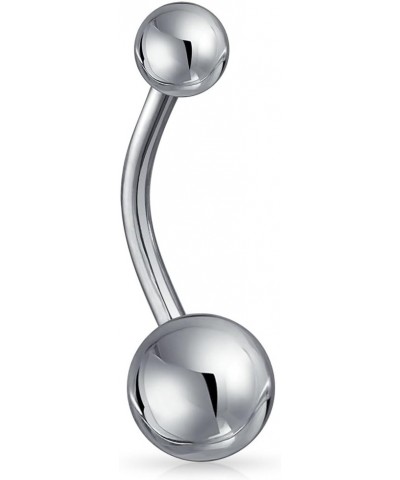 316L Surgical Implant Grade Steel Basic Navel Belly Ring 14G - 12mm Length - 5x8mm Balls $8.99 Body Jewelry