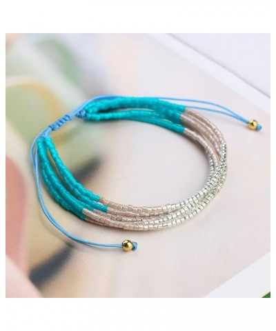 Miyuki Beaded Bracelets Multi Strands Bracelets Adjustable Bohemian Style Charm Bangles Blue White 1F $11.08 Bracelets