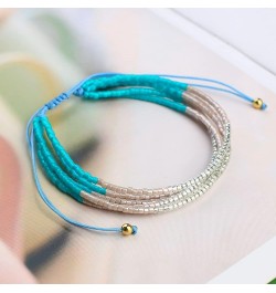 Miyuki Beaded Bracelets Multi Strands Bracelets Adjustable Bohemian Style Charm Bangles Blue White 1F $11.08 Bracelets