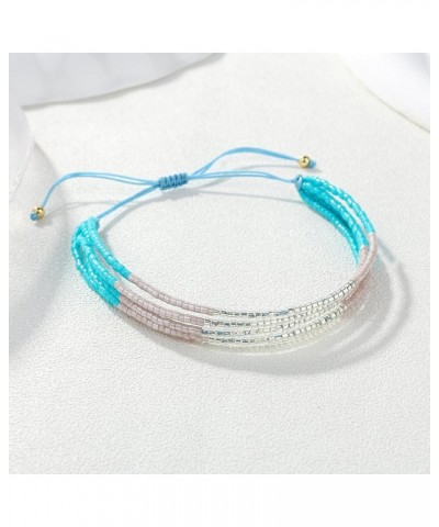 Miyuki Beaded Bracelets Multi Strands Bracelets Adjustable Bohemian Style Charm Bangles Blue White 1F $11.08 Bracelets