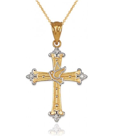 10K Yellow Gold Holy Spirit Dove Cross Diamond Pendant Necklace 16" Necklace $76.75 Necklaces