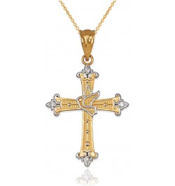 10K Yellow Gold Holy Spirit Dove Cross Diamond Pendant Necklace 16" Necklace $76.75 Necklaces