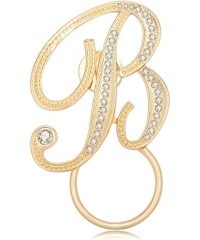 Crystal Initial Letter Magnetic Eyeglass Holder Brooch B gold-plated-base $12.80 Brooches & Pins