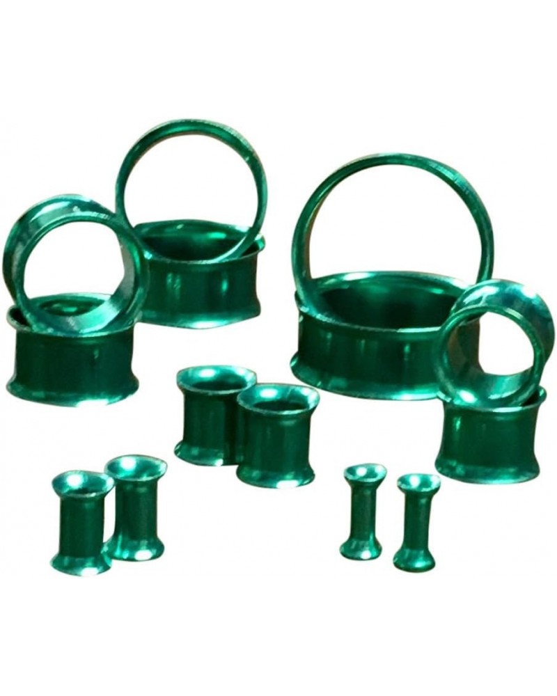 PAIR of Green Titanium Anodized Double Flare Tunnels Plugs Earlets Gauges Body Jewelry 4g (5mm) $9.15 Body Jewelry