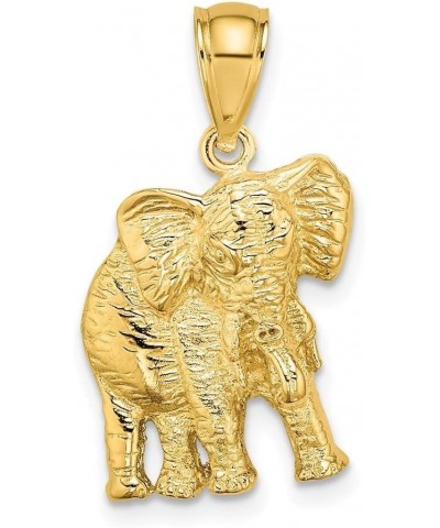 13.5mm 10k Gold 2 d Elephant With Raised Trunk Charm Pendant Necklace Jewelry Gifts for Women $146.96 Necklaces