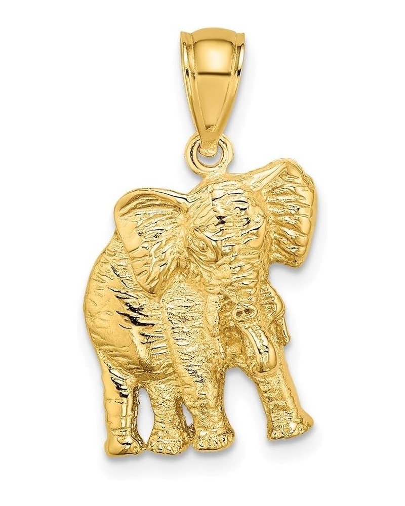 13.5mm 10k Gold 2 d Elephant With Raised Trunk Charm Pendant Necklace Jewelry Gifts for Women $146.96 Necklaces