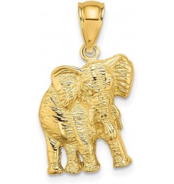 13.5mm 10k Gold 2 d Elephant With Raised Trunk Charm Pendant Necklace Jewelry Gifts for Women $146.96 Necklaces