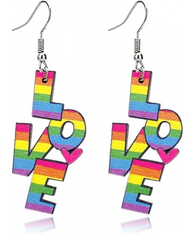 Colorful Rainbow Pride Wooden Dangle Earrings for Women Girls Rainbow Butterfly Love Heart Teardrop Earrings Valentine's Day ...