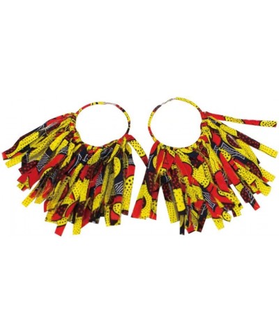 African Fabric Tassel Earrings Set for Ankara Fringe Hoop Earrings for Women Color 1 $7.99 Earrings