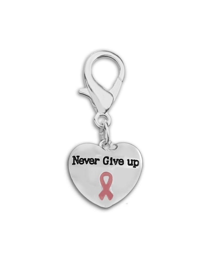 Pink Ribbon Hanging Charms in Heart and Ribbon-Shaped for Breast Cancer Awareness - Perfect for Bracelets, Purses, Zipper Pul...