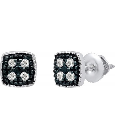 Sterling Silver Round Gemstone Ladies Cushion Shape Stud Earrings, Sterling Silver White Diamond $26.73 Earrings