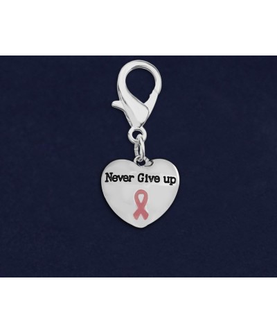 Pink Ribbon Hanging Charms in Heart and Ribbon-Shaped for Breast Cancer Awareness - Perfect for Bracelets, Purses, Zipper Pul...