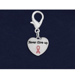 Pink Ribbon Hanging Charms in Heart and Ribbon-Shaped for Breast Cancer Awareness - Perfect for Bracelets, Purses, Zipper Pul...