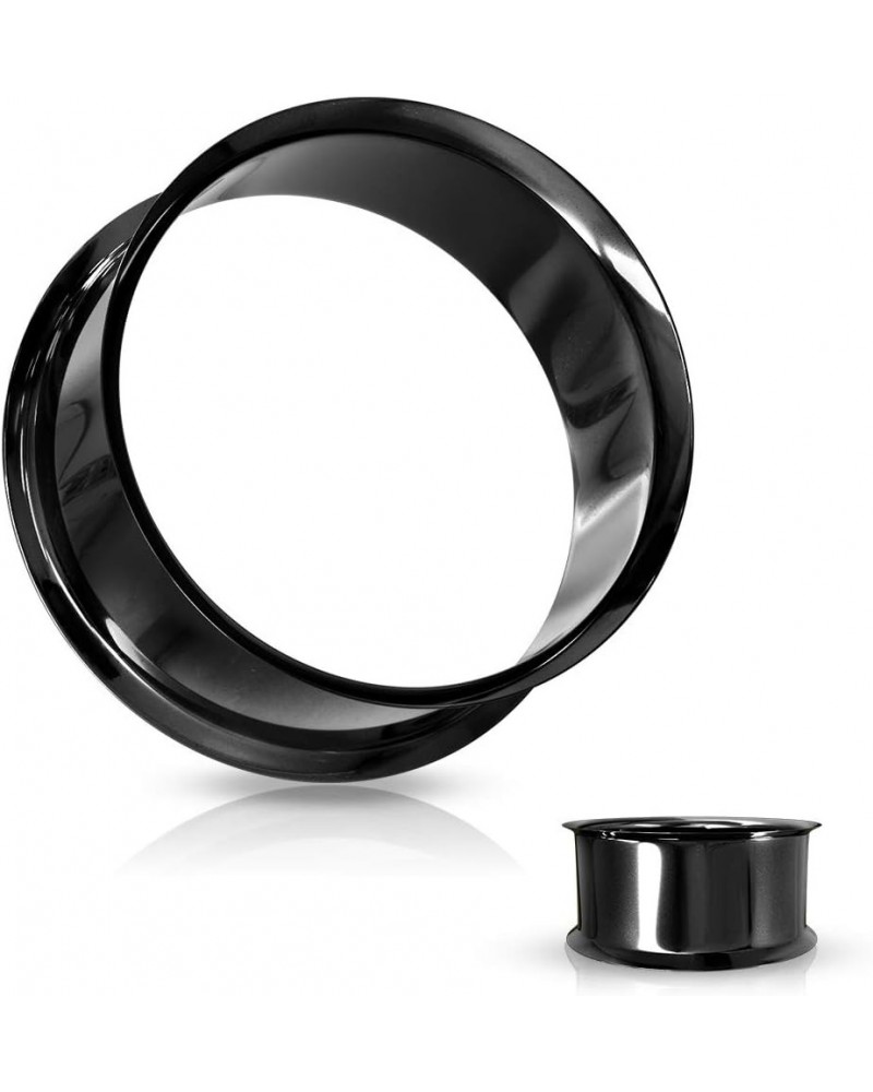 Pair of Double Flared Tunnel Plugs Titanium IP over 316L Surgical Steel 3/4" Black $11.50 Body Jewelry